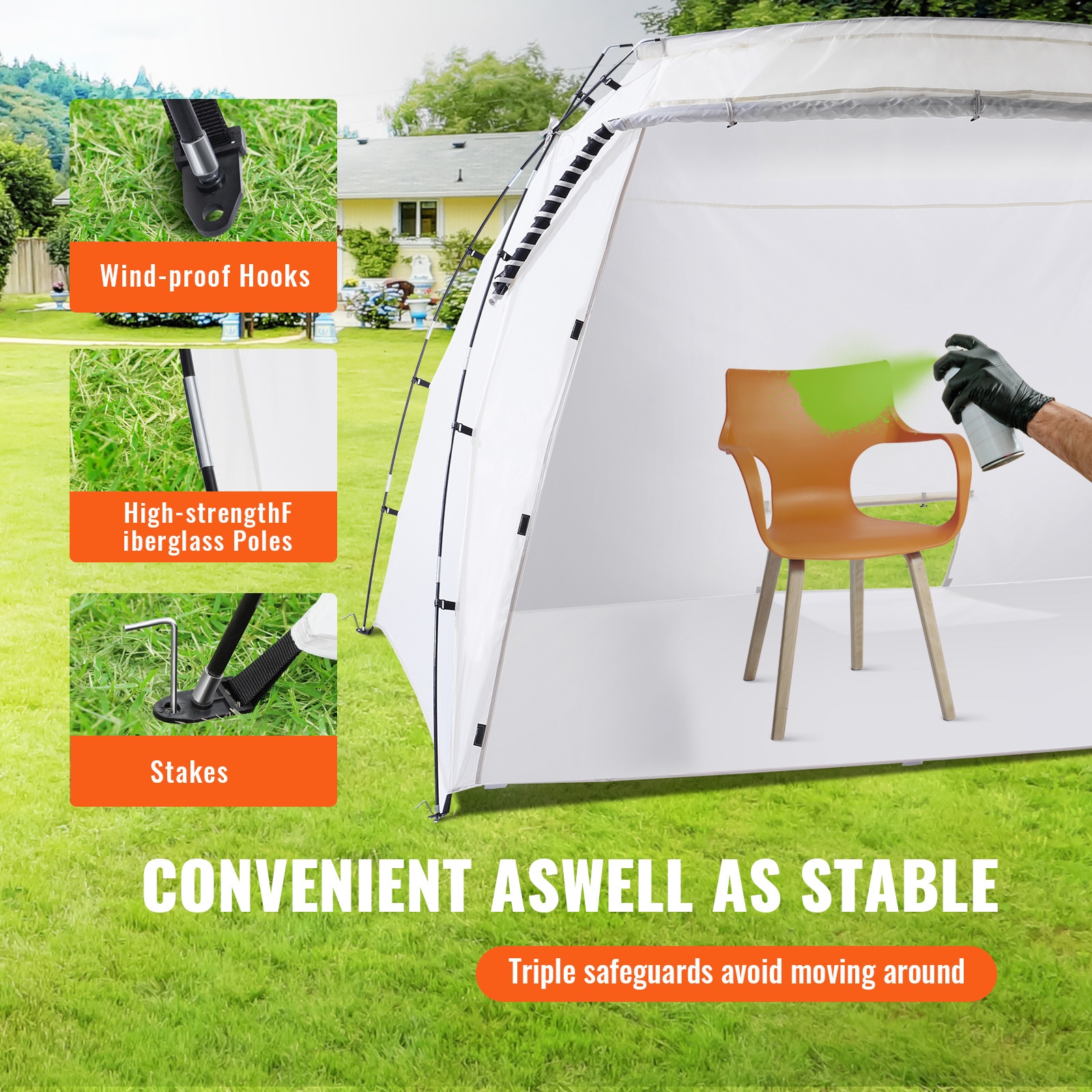 Portable Paint Spray Booth Tent With Mesh Screen For Furniture Diy_voghion.com